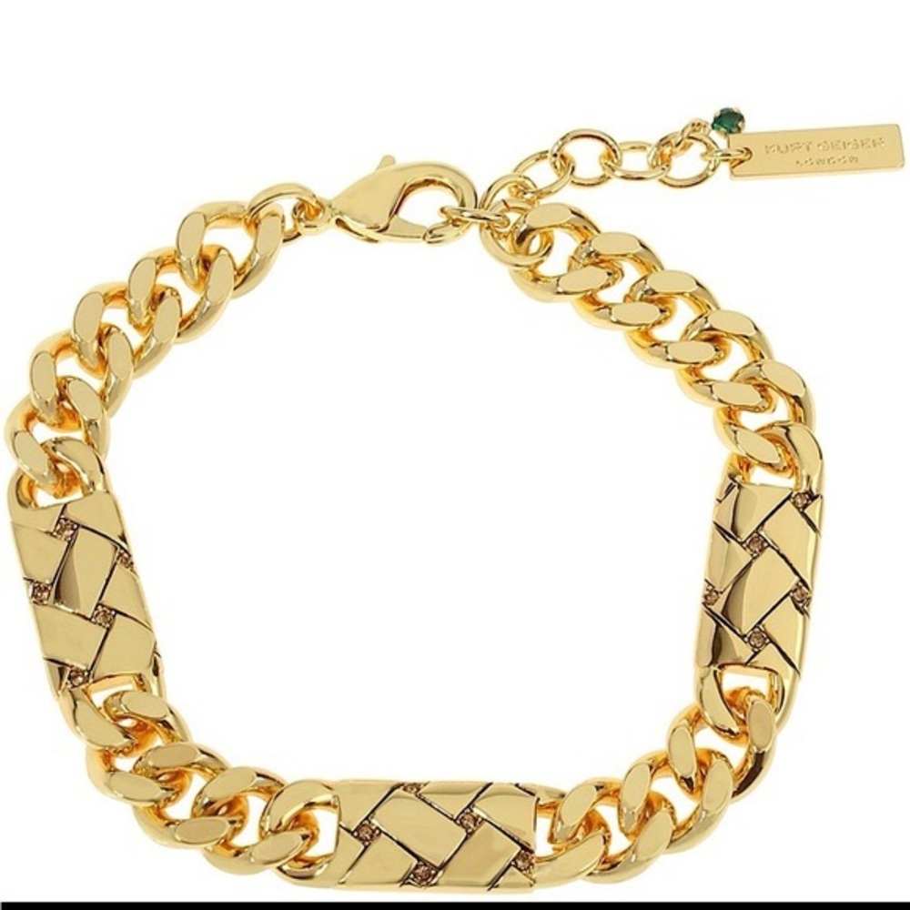 Kurt Geiger London  Quilt Chain Flex Gold Tone Bracelet